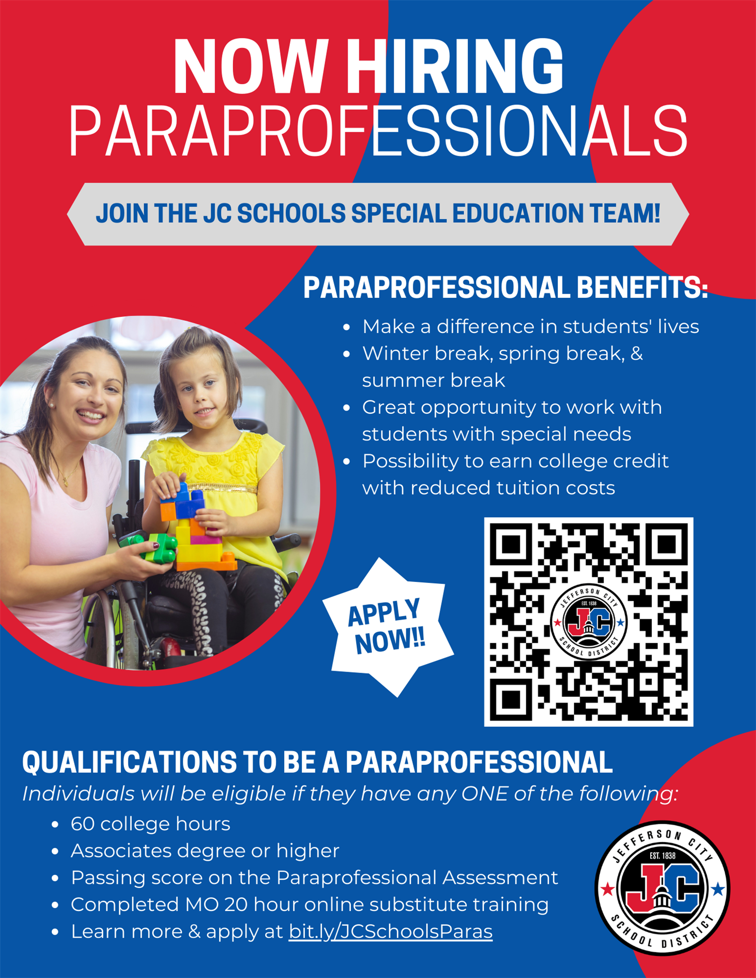 NOW HIRING Paraprofessionals
